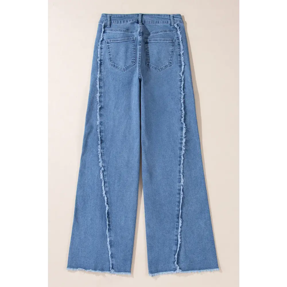 Raw Hem Wide Leg Jeans with Pockets