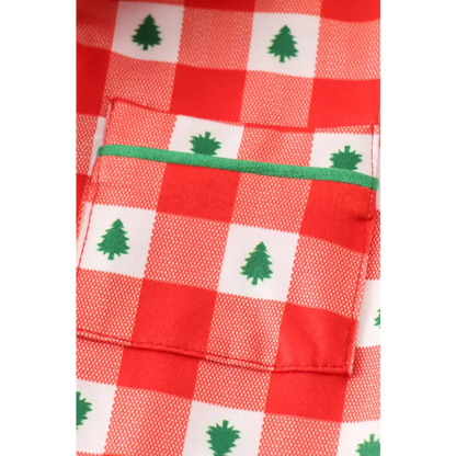 Red christmas tree gingham boy pajamas set - Set