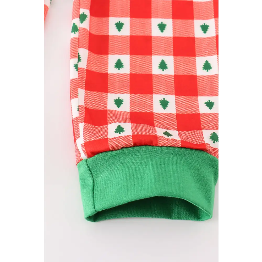 Red christmas tree gingham boy set - Set