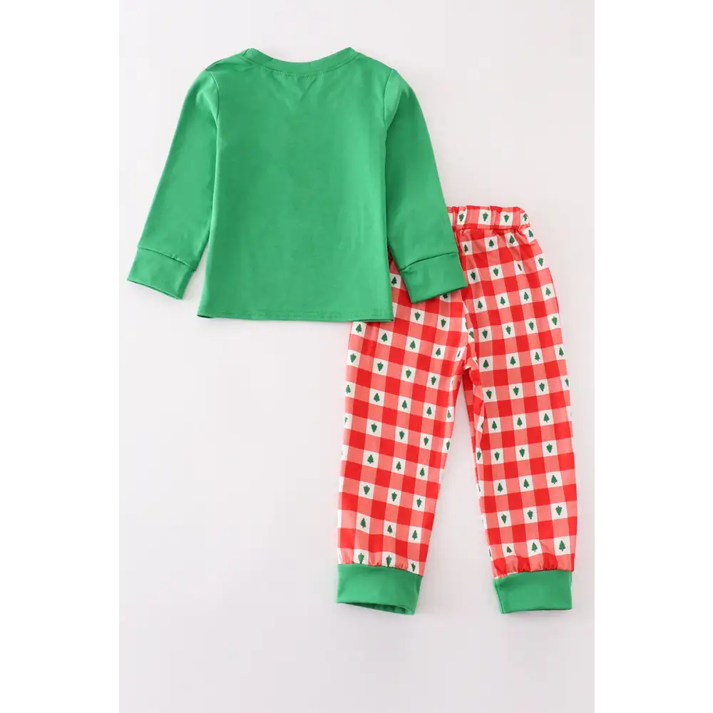 Red christmas tree gingham boy set - Set