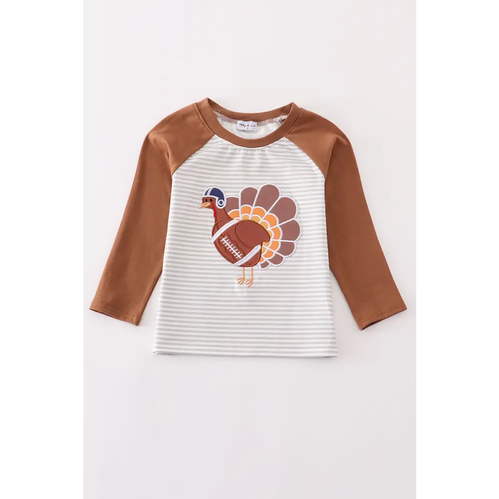 Rust stripe turkey applique boy top - Top