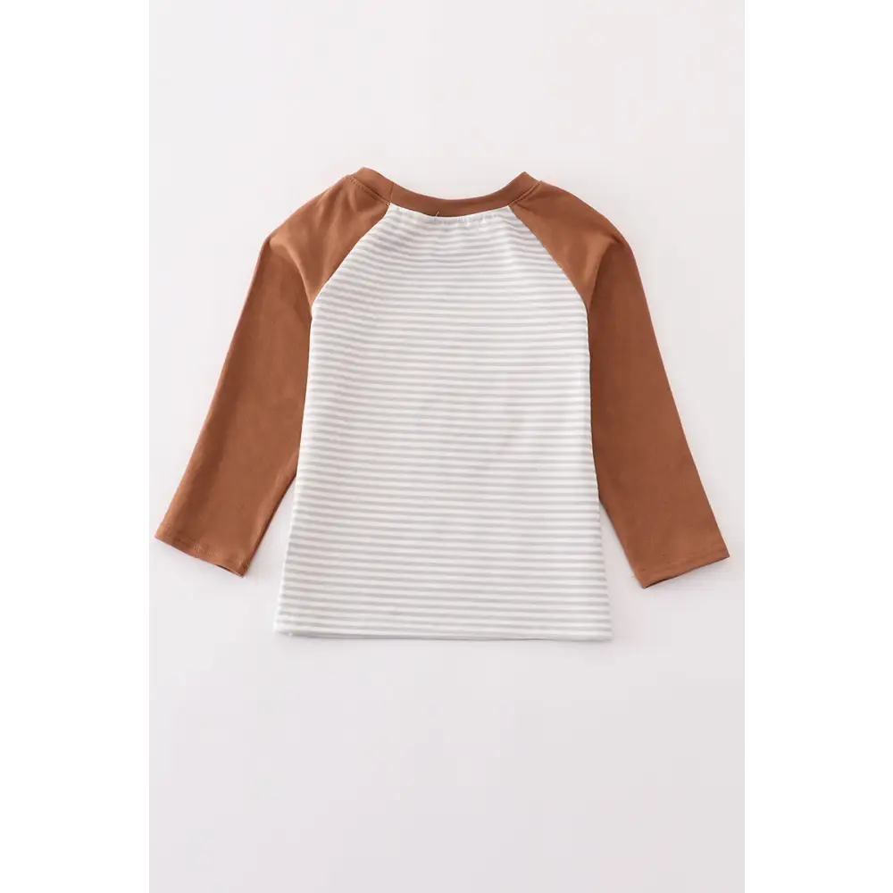 Rust stripe turkey applique boy top - Top