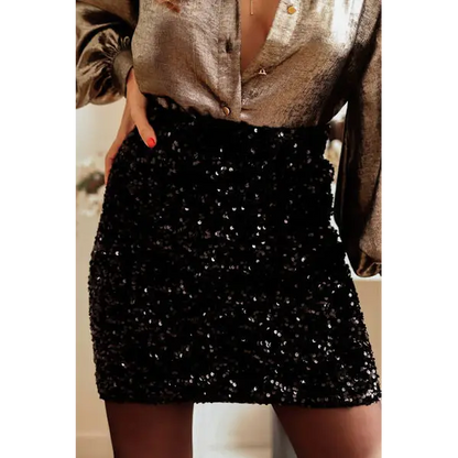 Sequin Mini Skirt - Black / S - Bottoms