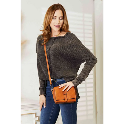 SHOMICO PU Leather Crossbody Bag - Madi Gray Boutique