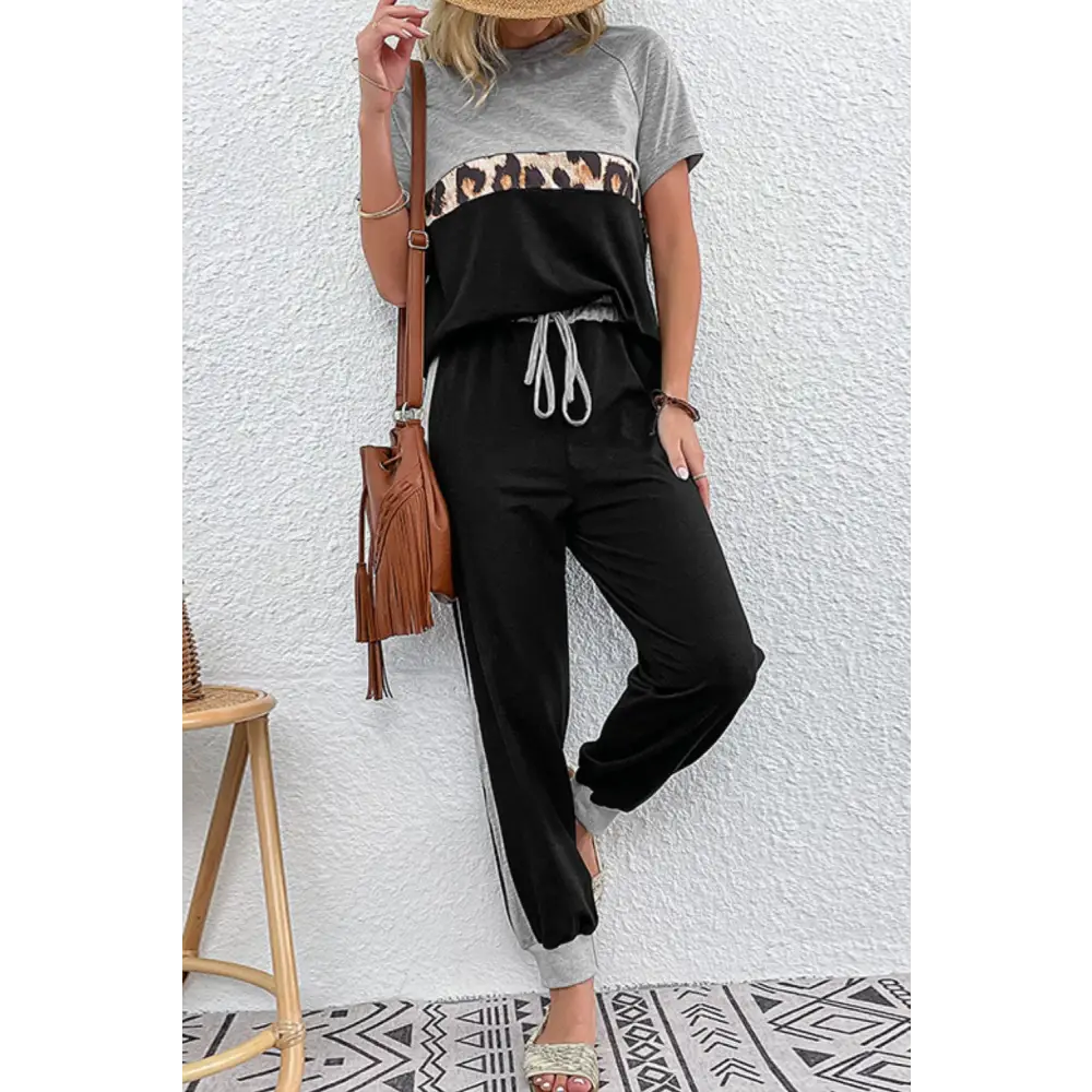 Short Sleeve Top and Drawstring Pants Set - Madi Gray Boutique