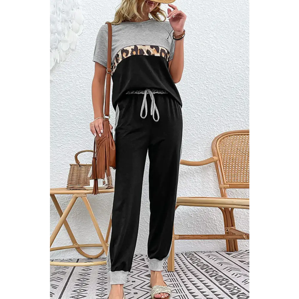 Short Sleeve Top and Drawstring Pants Set - Madi Gray Boutique