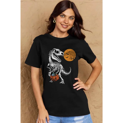 Simply Love Full Size Dinosaur Skeleton Graphic Cotton T-Shirt - Tops