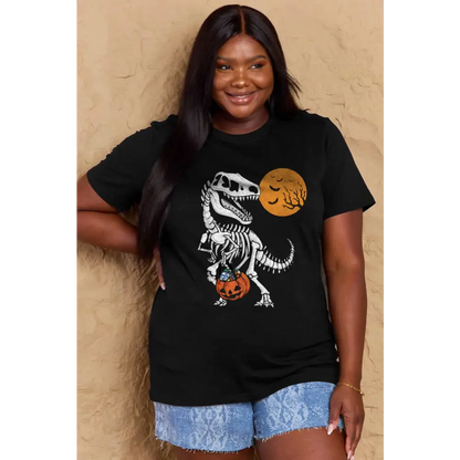 Simply Love Full Size Dinosaur Skeleton Graphic Cotton T-Shirt - Tops