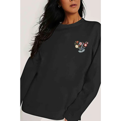 Simply Love Full Size Flower Graphic Sweatshirt - Tops