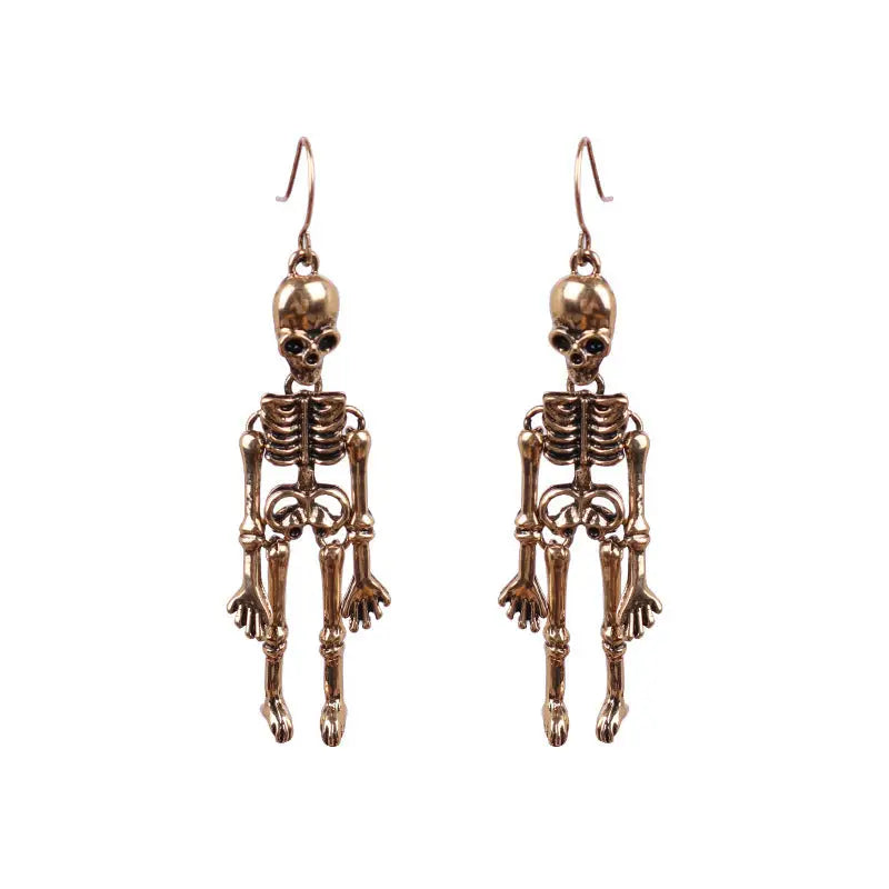 Skeleton Alloy Earrings - Gold / One Size