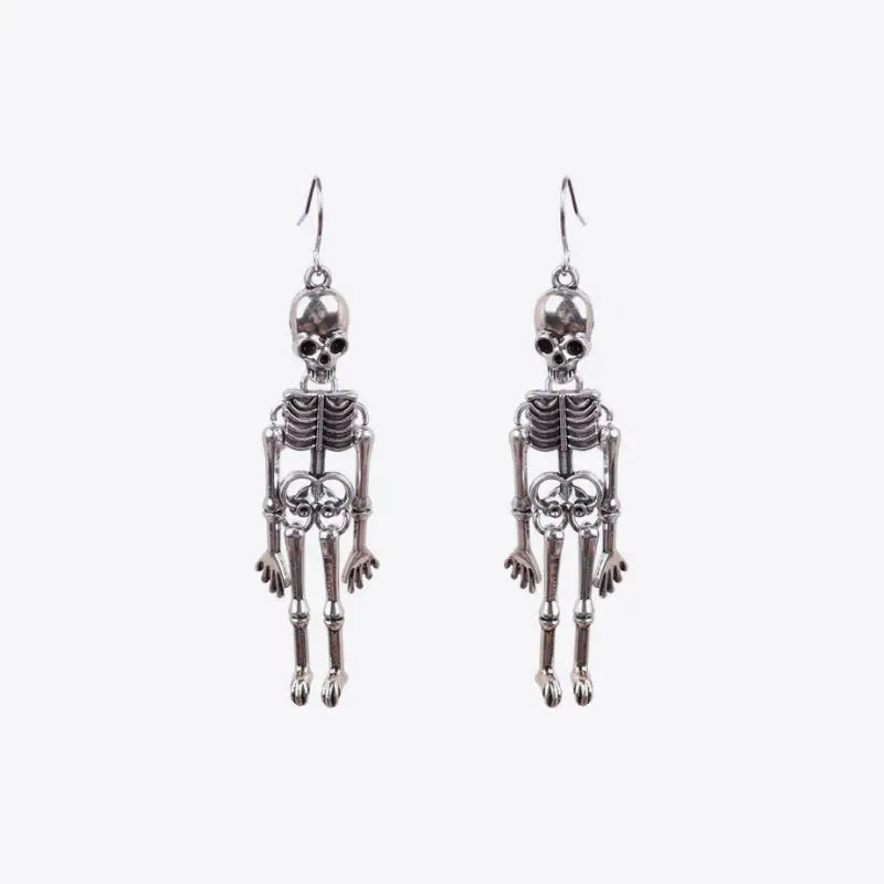 Skeleton Alloy Earrings - Silver / One Size