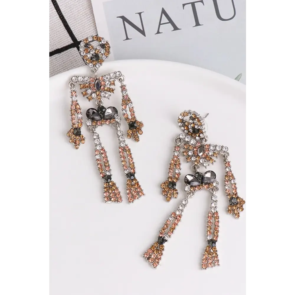 Skeleton Shape Glass Stone Dangle Earrings