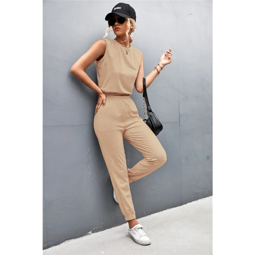 Sleeveless Top and Joggers Set - Madi Gray Boutique