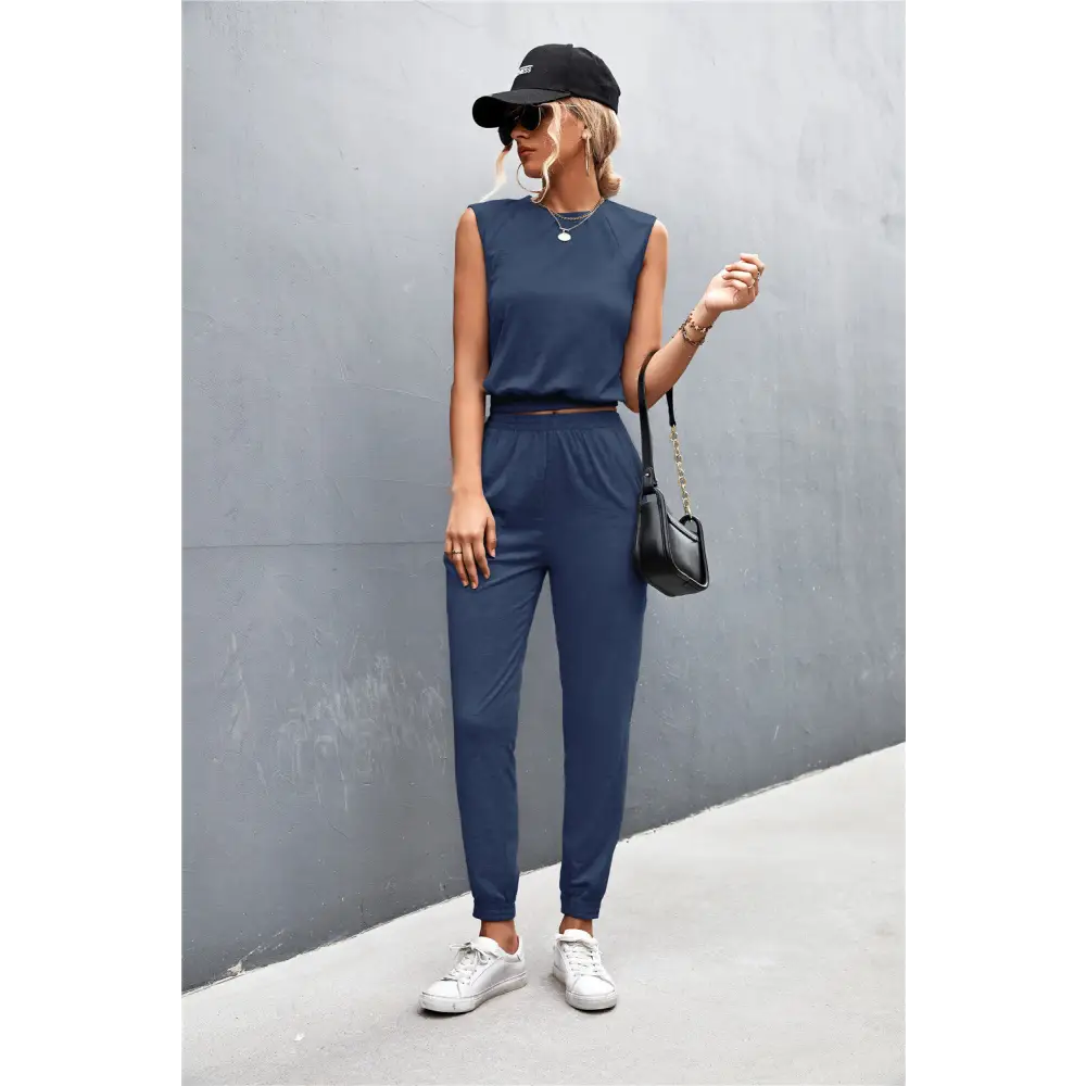 Sleeveless Top and Joggers Set - Madi Gray Boutique