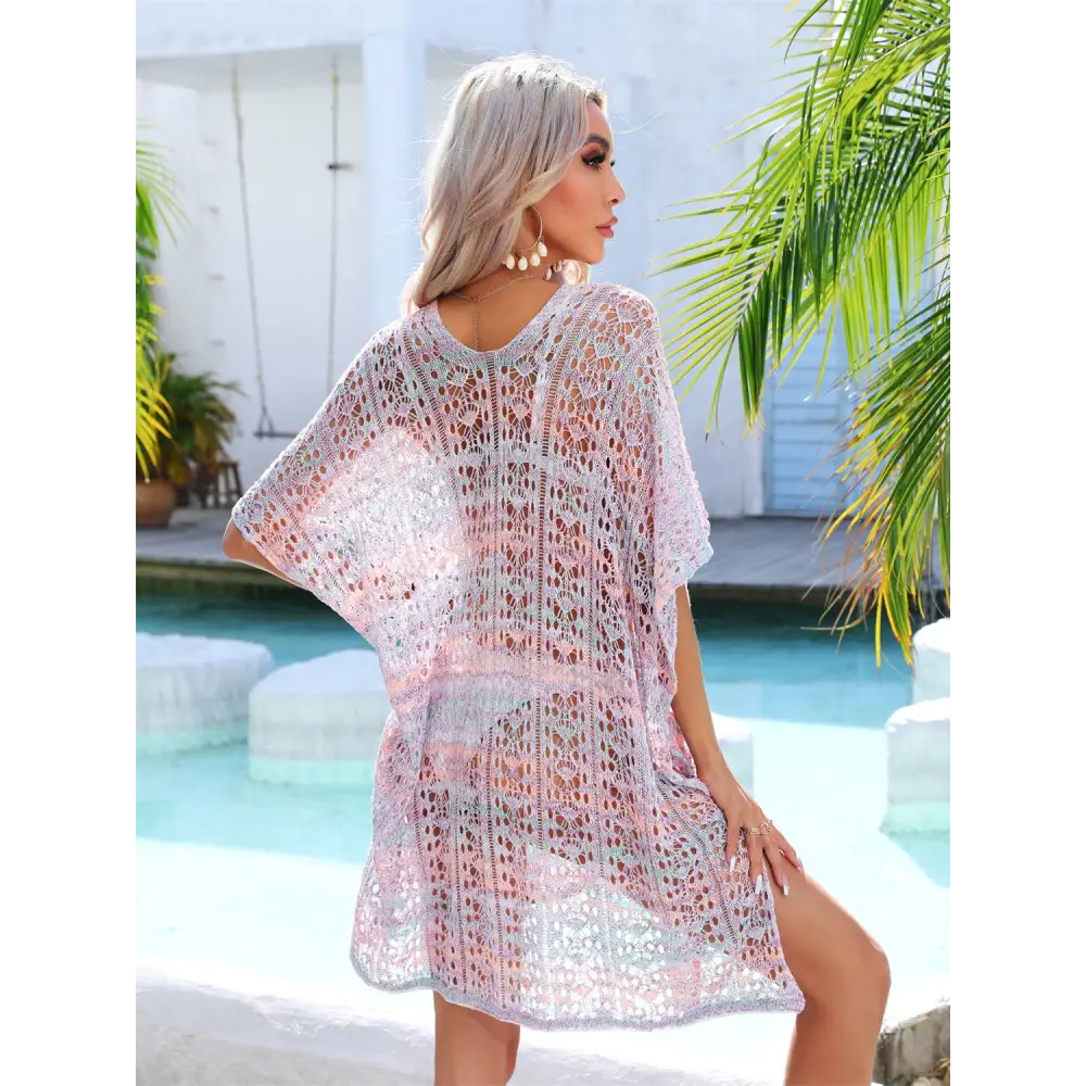 Slit Openwork V-Neck Cover Up