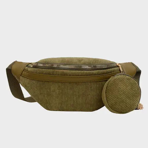 Small Corduroy Sling Bag - Army Green / One Size