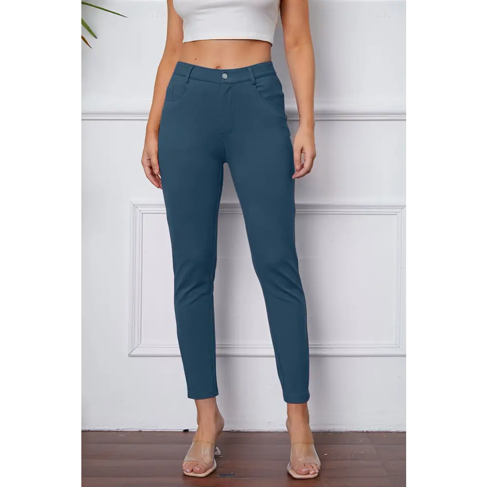 StretchyStitch Pants by Basic Bae - Dusty Blue / 2XL - Bottoms