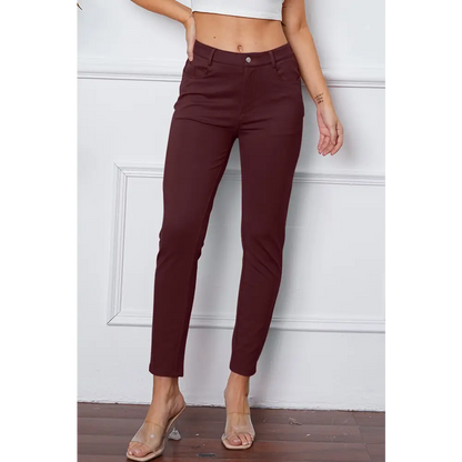 StretchyStitch Pants by Basic Bae - Wine / L - Bottoms