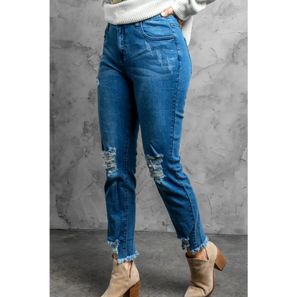 Stylish Distressed Cropped Jeans - Madi Gray Boutique