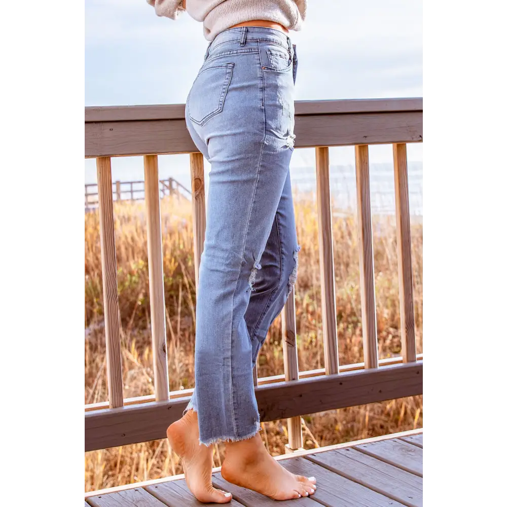 Stylish Distressed Cropped Jeans - Madi Gray Boutique