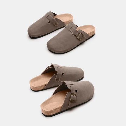 Suede Closed Toe Buckle Slide