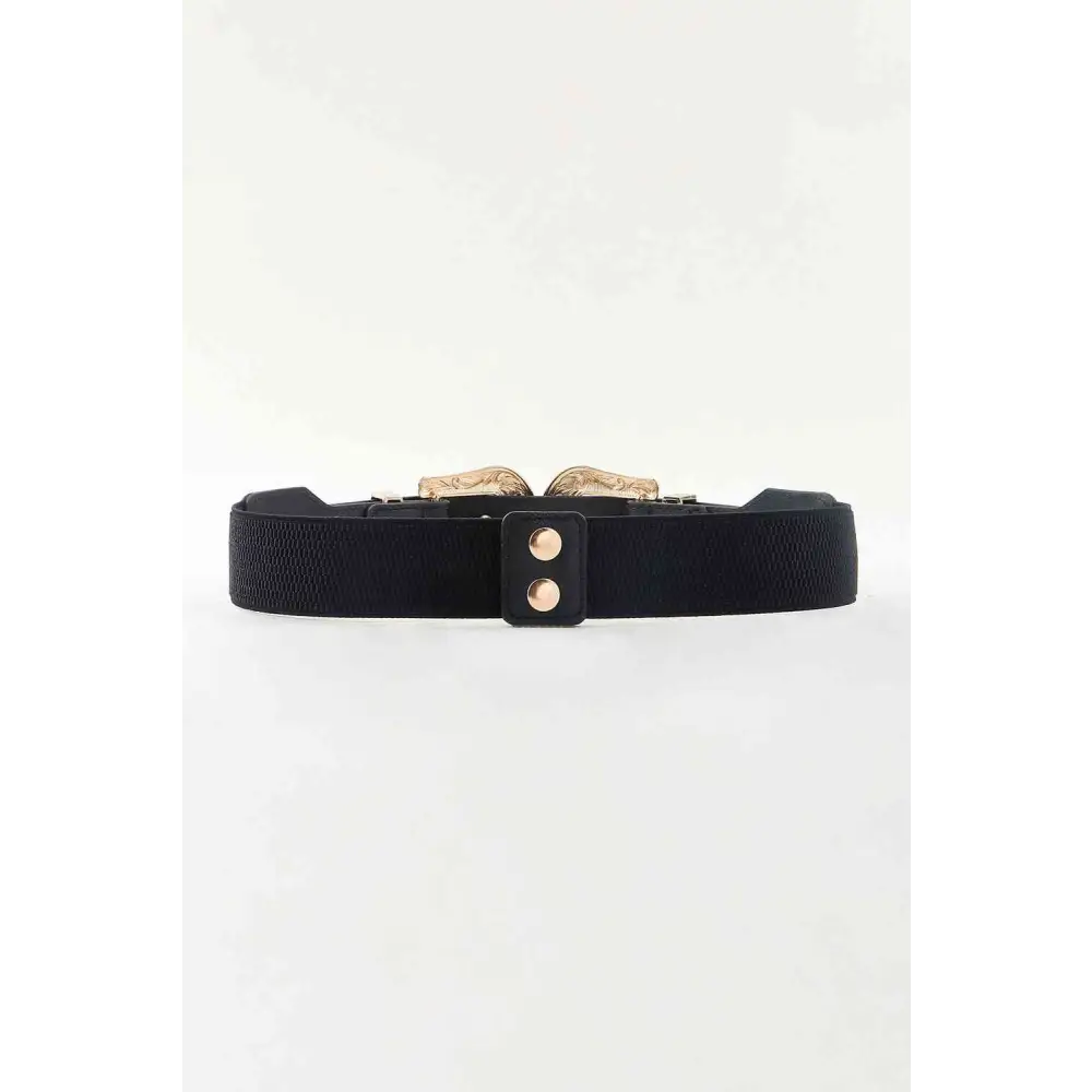 Symmetrical Zinc Alloy Buckle PU Leather Belt - Black / One Size