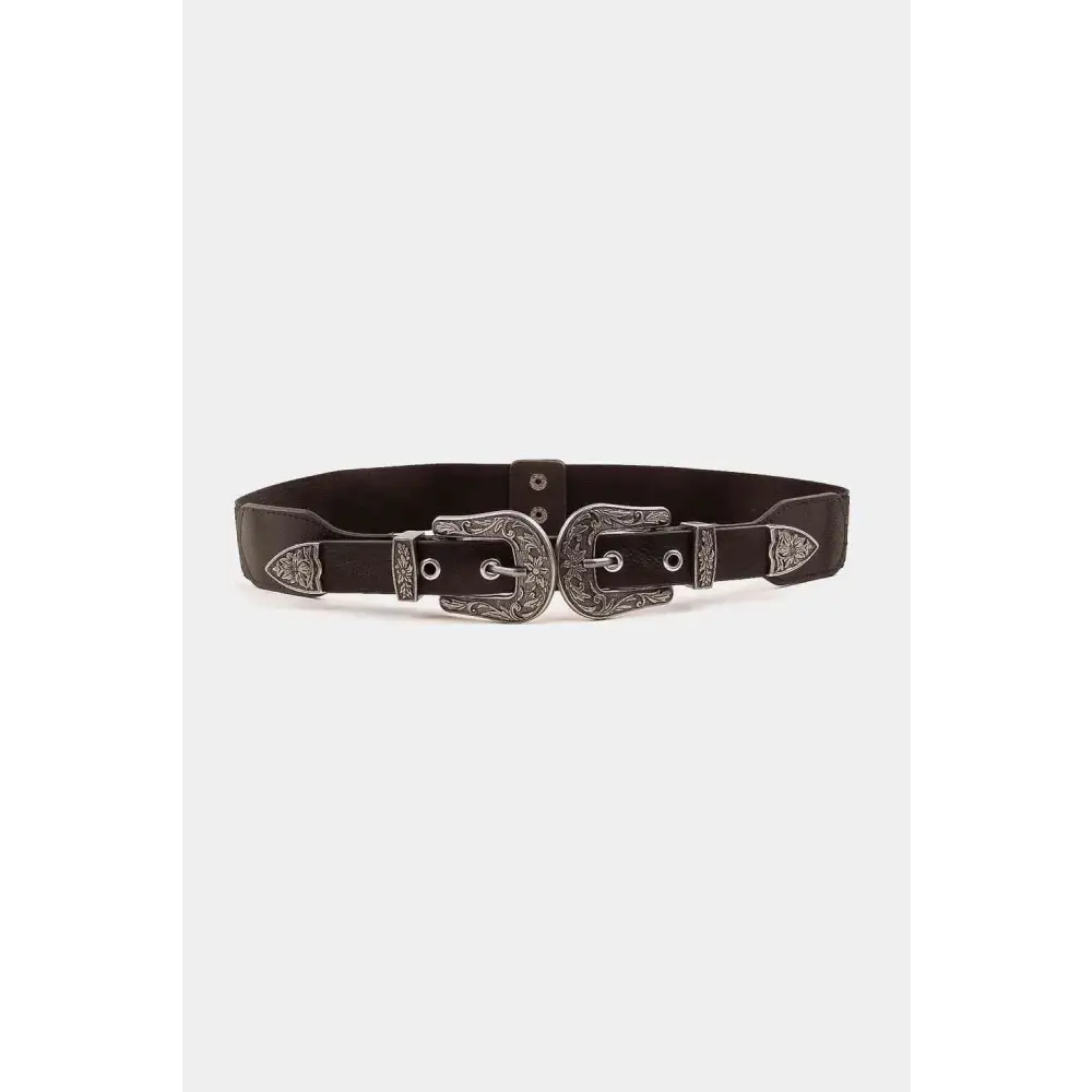 Symmetrical Zinc Alloy Buckle PU Leather Belt - Black / One Size