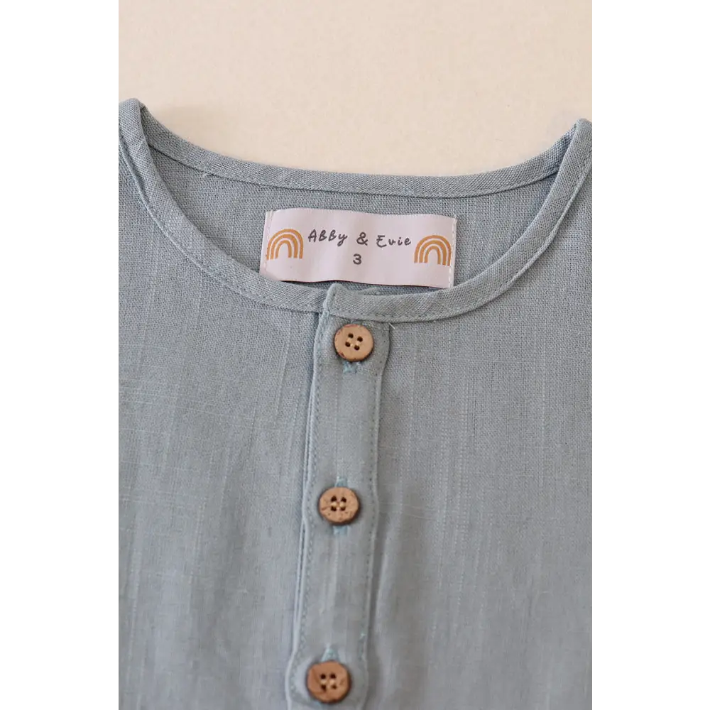 Teal button linen top - Top