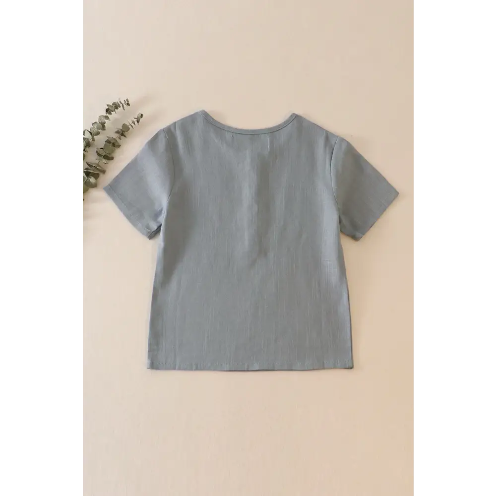 Teal button linen top - Top