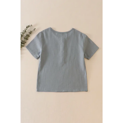 Teal button linen top - Top