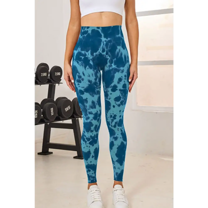 Tie-Dye High Waist Active Leggings - Air Force Blue / S - Bottoms