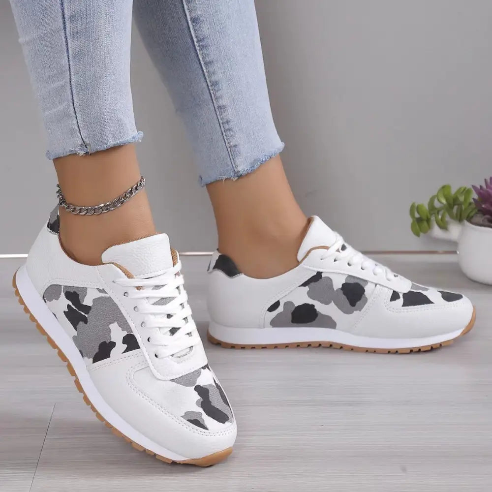 Tied Printed PU Leather Athletic - White / 36(US5) - Accessories