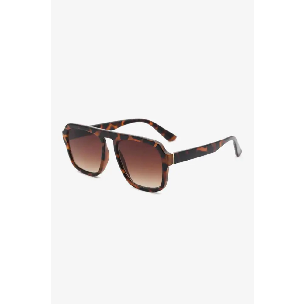 Tortoiseshell Square Polycarbonate Frame Sunglasses - Ochre / One Size