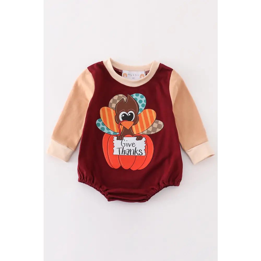 Turkey print boy romper - baby