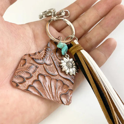 Turquoise Fringe Detail Key Chain - Madi Gray Boutique