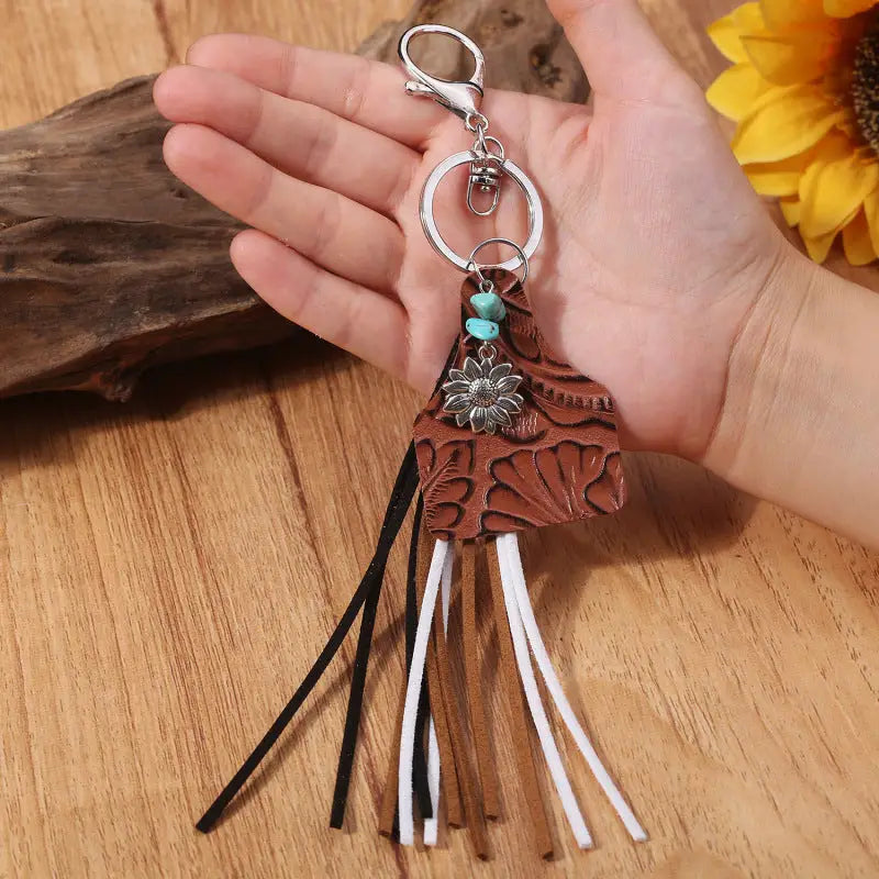 Turquoise Fringe Detail Key Chain - Madi Gray Boutique