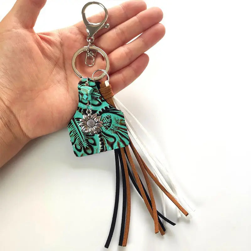 Turquoise Fringe Detail Key Chain - Madi Gray Boutique