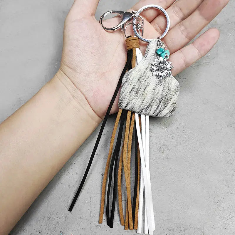 Turquoise Fringe Detail Key Chain - Madi Gray Boutique