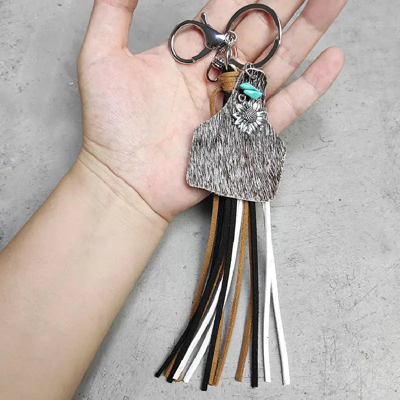 Turquoise Fringe Detail Key Chain - Madi Gray Boutique