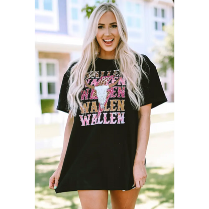 WALLEN Round Neck Short Sleeve T-Shirt - Tops