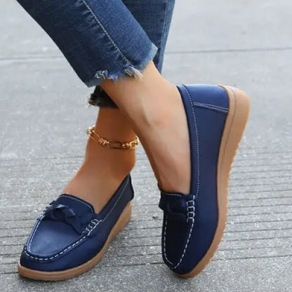 Weave Wedge Heeled Loafers - Cobald Blue / 35(US4)