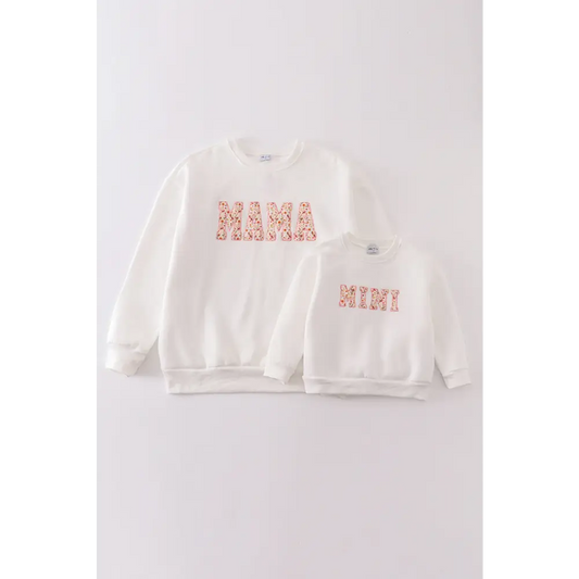 White MAMA&MINI applique fleece mom&me sweatshirt - Top