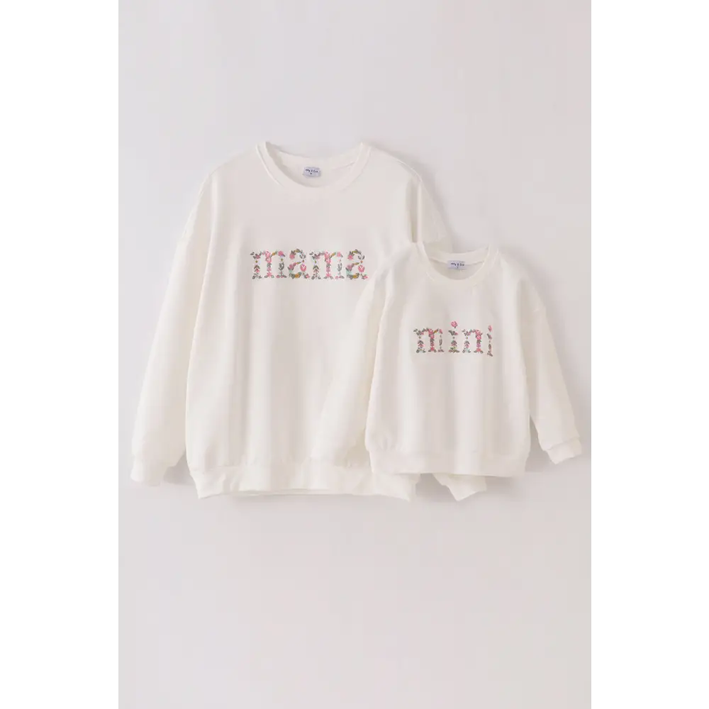 White mini embroidery mom&me sweatshirt - Top