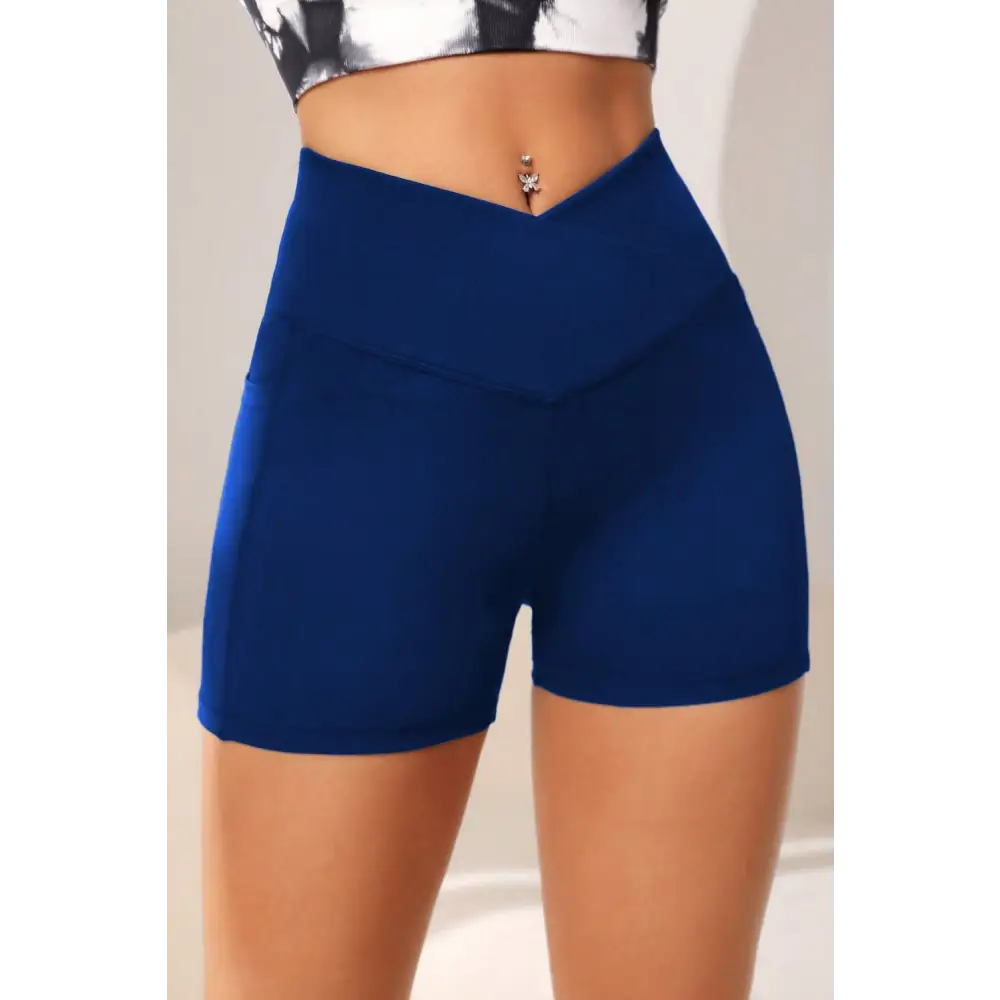 Wide Waistband Active Shorts with Pocket - Madi Gray Boutique