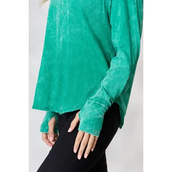 Zenana Round Neck Long Sleeve Top - Tops